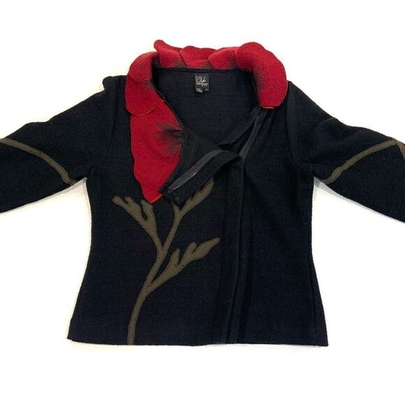 COVELO Boiled Wool & Silk Poppy Sweater Jacket (Sz M) - Picture 5 of 11